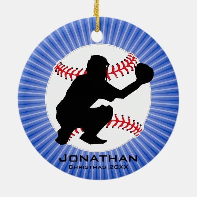 Ornamento personalizado de béisbol (Catcher) (Atrás)