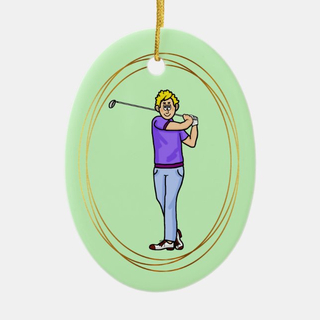 Ornamento personalizado de Blonde Male Golfer (Frente)