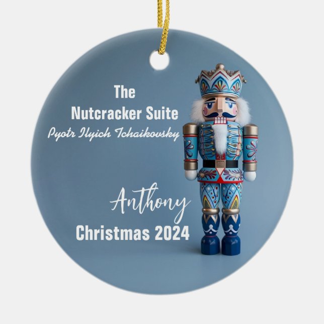 Ornamento personalizado de Blue Nutcracker (Frente)