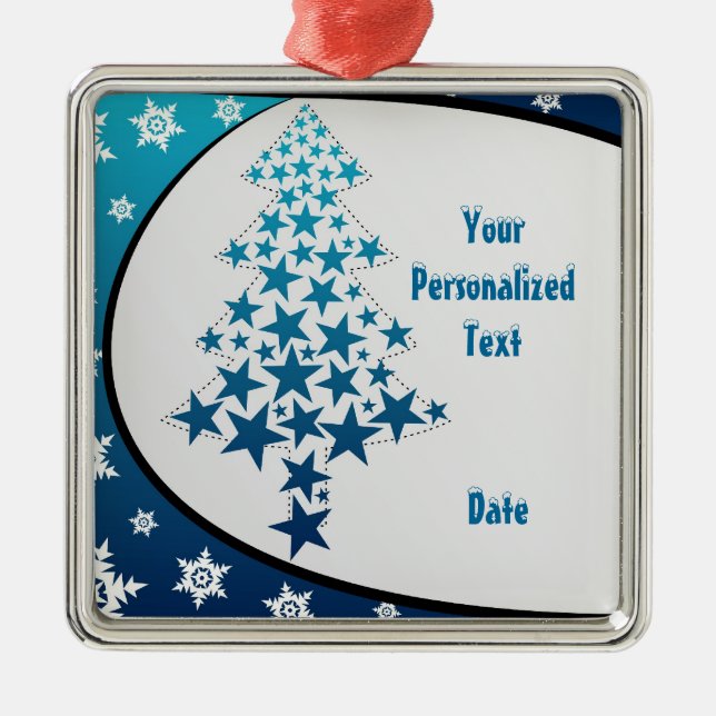 Ornamento personalizado de copo de nieve azul (Frente)