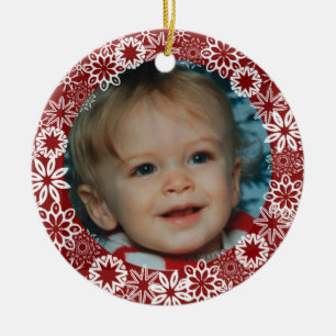 Ornamento personalizado de copo de nieve rojo