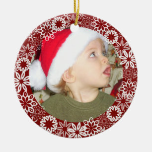 Ornamento personalizado de copo de nieve rojo