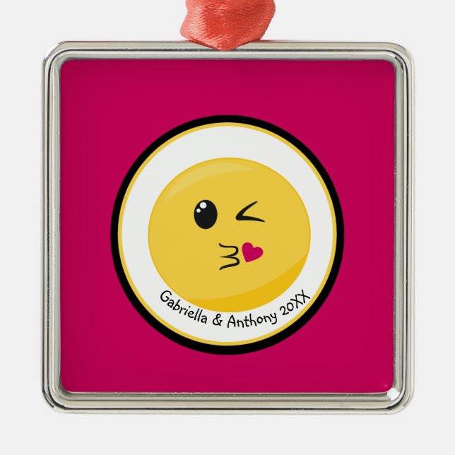 Ornamento personalizado de Emoji de amor de un bes (Frente)