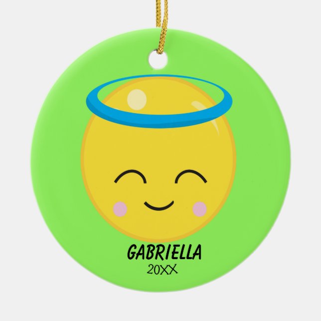 Ornamento personalizado de Emoji de ángel brillant (Frente)