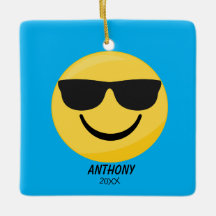 Ornamento personalizado de Emoji de gafas de sol d