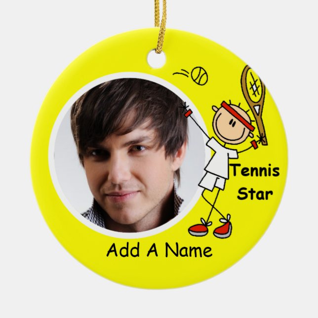 Ornamento personalizado de estrella de tenis Keeps (Frente)