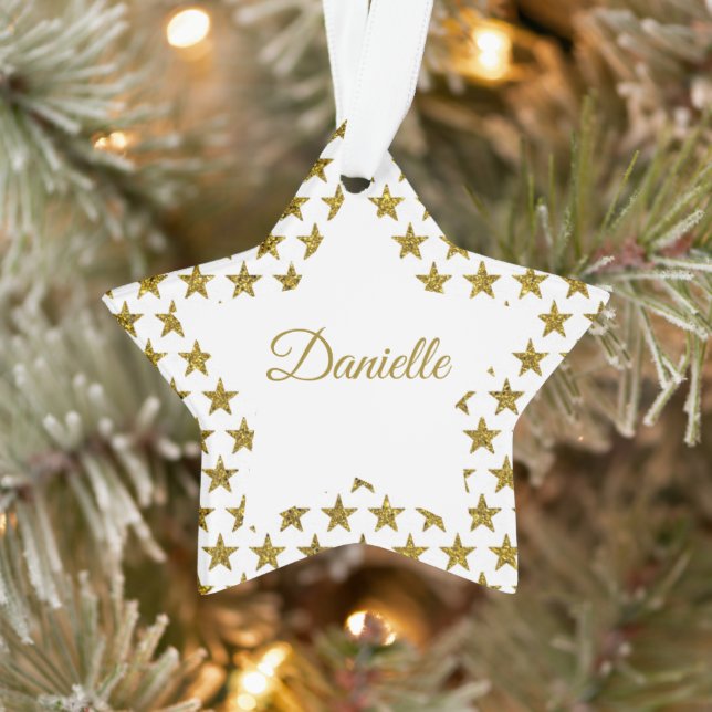 Ornamento personalizado de estrellas purpurinas de (Árbol)