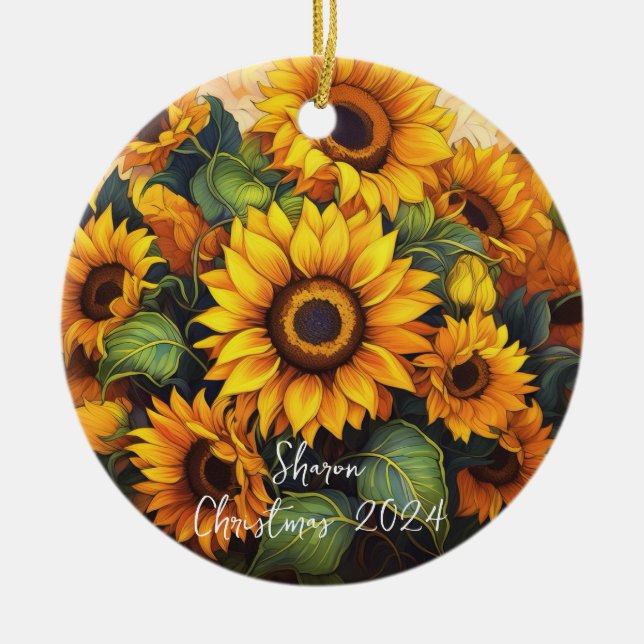 Ornamento personalizado de girasoles (Frente)