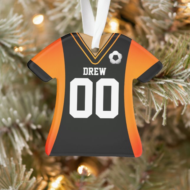Ornamento personalizado de Jersey de Black/Naranja (Árbol)