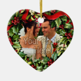 Ornamento personalizado de la foto de Holly Wreath