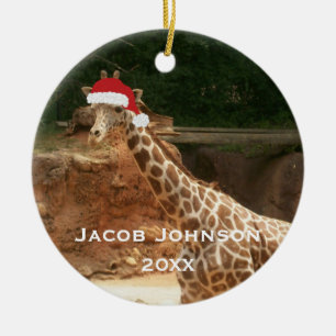 Ornamento personalizado de la jirafa del navidad