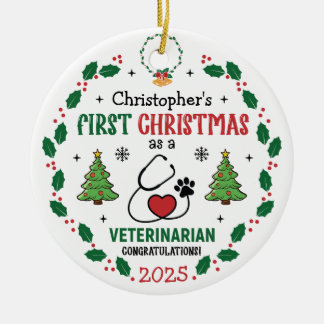 Ornamento personalizado de la Primera Navidad Vete