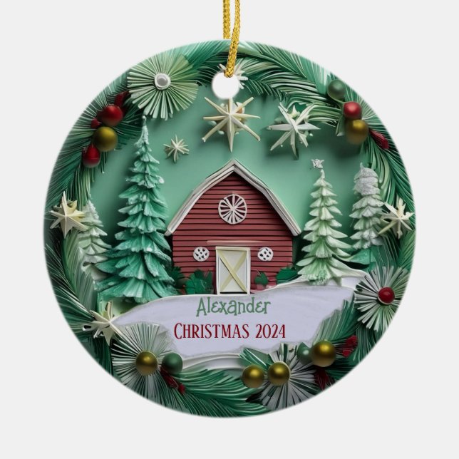 Ornamento personalizado de los navidades Barn (Frente)