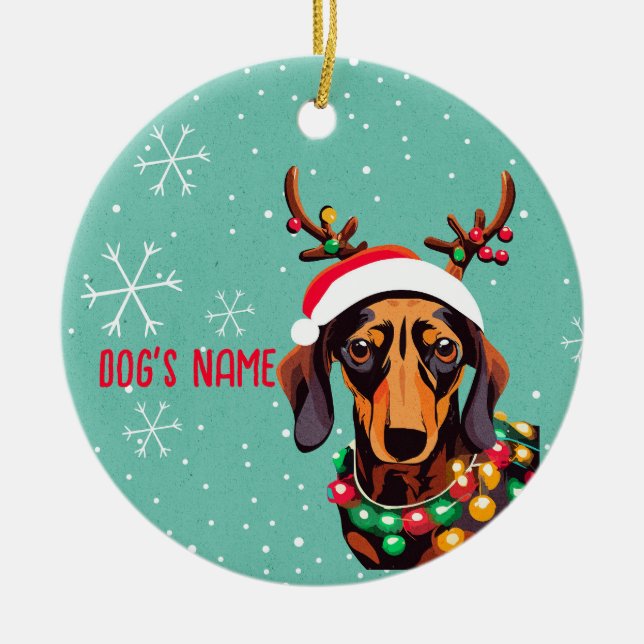 Ornamento personalizado de los Navidades de perros (Frente)