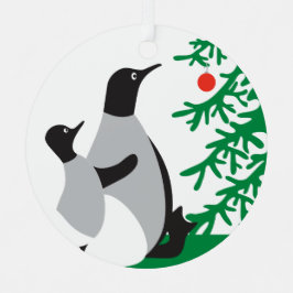 Ornamento Personalizado de los pingüinos navidades