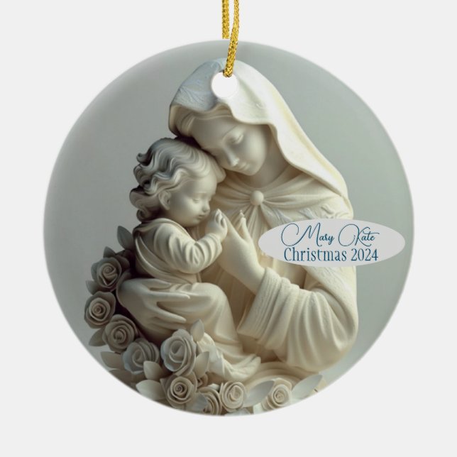 Ornamento personalizado de Madonna y niño (Frente)