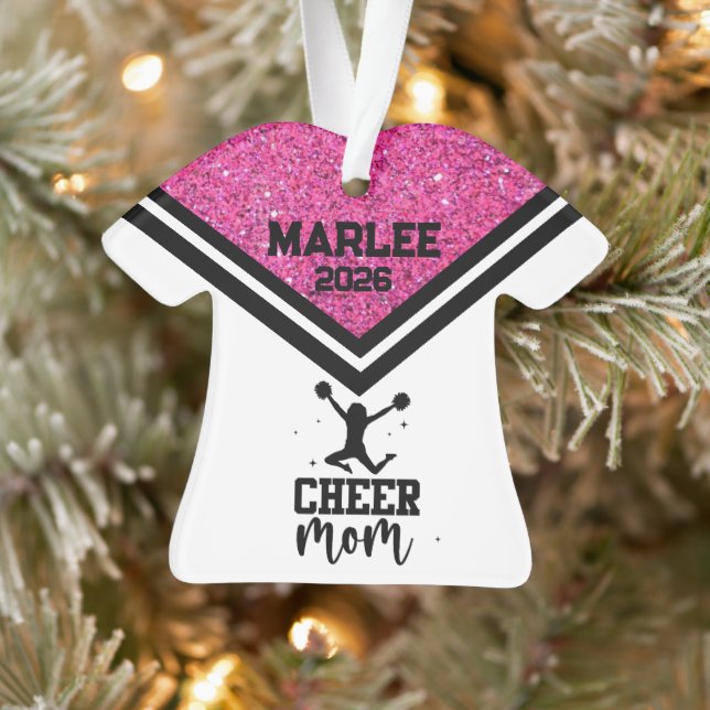 Ornamento personalizado de mamá de Alegre Rosa y N (Árbol)