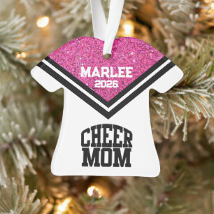 Ornamento personalizado de mamá de Alegre Rosa y N