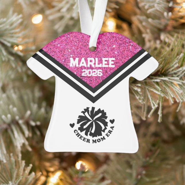 Ornamento personalizado de mamá de Alegre Rosa y N (Árbol)