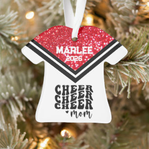 Ornamento personalizado de mamá de la oveja roja y