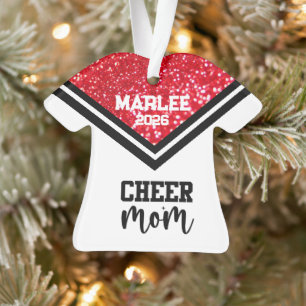 Ornamento personalizado de mamá de la oveja roja y