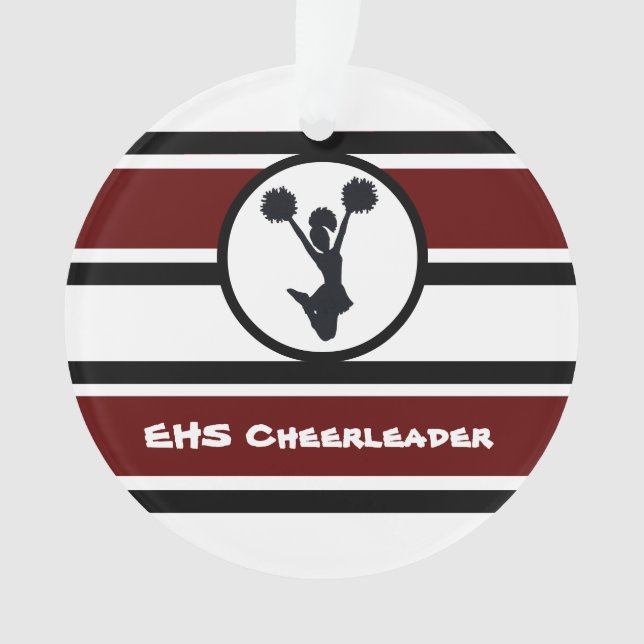 Ornamento personalizado de Maroon y Cheerhead Negr (Anverso)