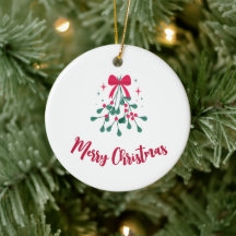 Ornamento personalizado de Mistletoe Merry Christm