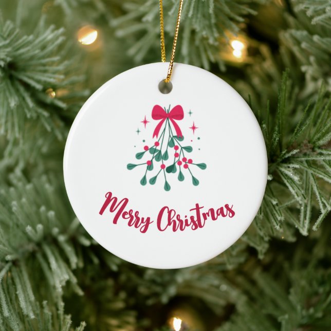 Ornamento personalizado de Mistletoe Merry Christm (Árbol)