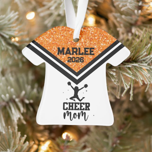 Ornamento personalizado de Naranja y mamá de Cheer (Árbol)