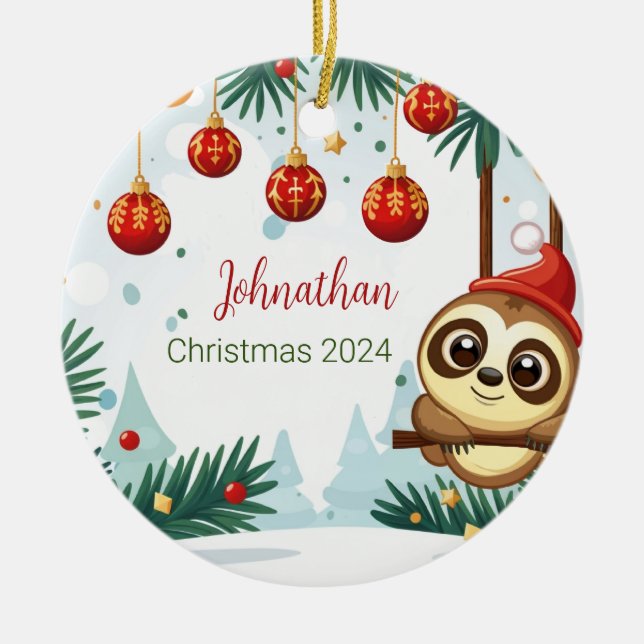 Ornamento personalizado de navidades Sloth (Frente)