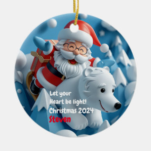 Ornamento personalizado de oso polar y Santa