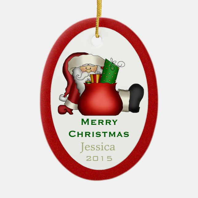 Ornamento personalizado de Papá Noel (Frente)