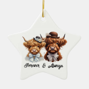 Ornamento personalizado de pareja de vacas de High