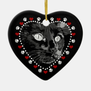 Ornamento personalizado de patas y corazones negro
