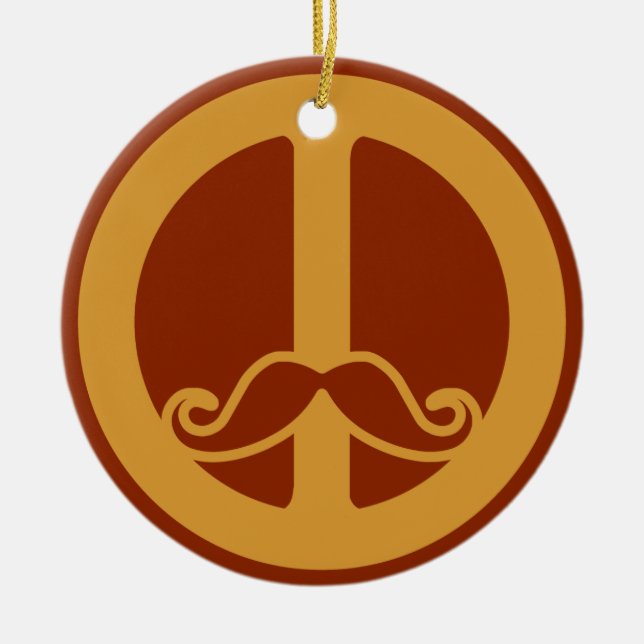 Ornamento personalizado de Peace Stache (Frente)