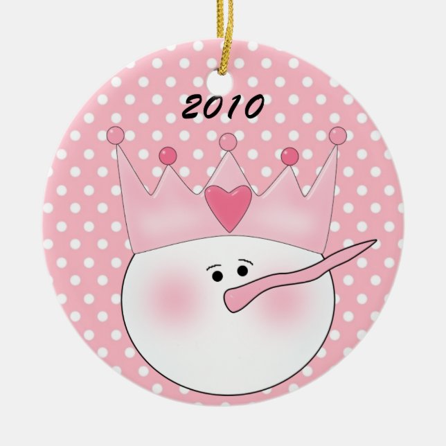 Ornamento personalizado de princesa de nieve rosa (Frente)