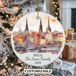 Ornamento personalizado de Riga, regalo de Letonia