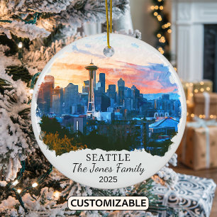Ornamento personalizado de Seattle, regalo de Wash