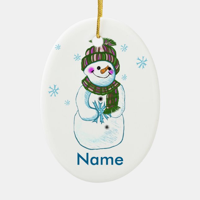 Ornamento personalizado de Snowman Granny (Frente)