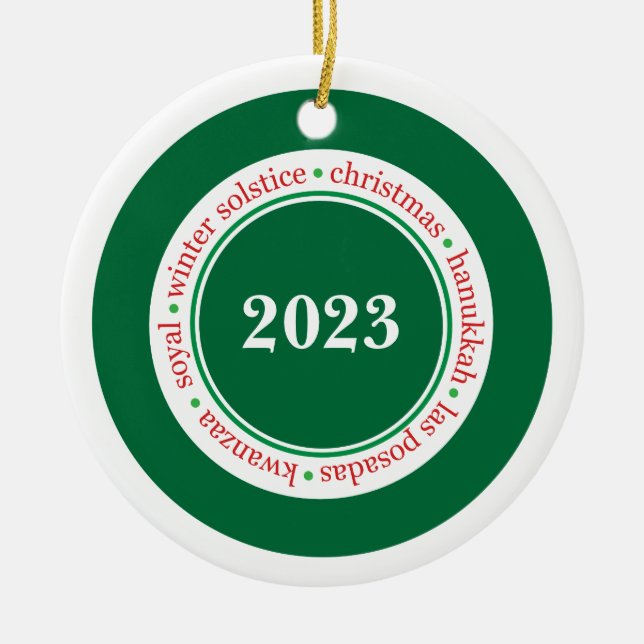 Ornamento Personalizado de temporada de vacaciones (Frente)