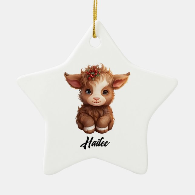 Ornamento personalizado de vaca de Highland (Frente)