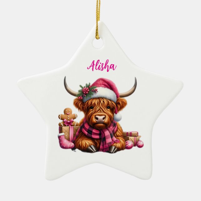Ornamento personalizado de vaca de Highland (Frente)