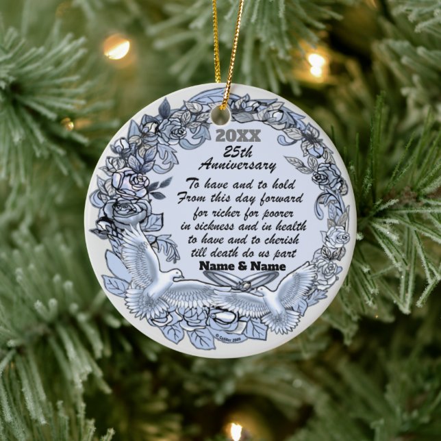 Ornamento personalizado del aniversario de Silver  (Árbol)