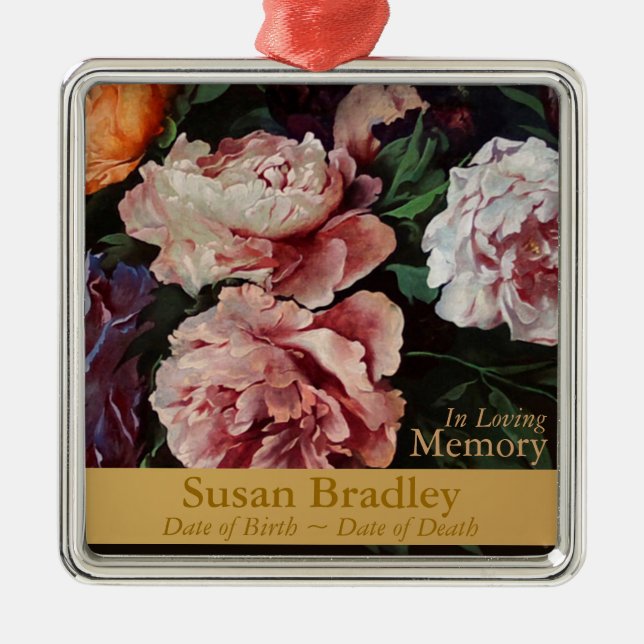 Ornamento personalizado del funeral de Peonies (Frente)
