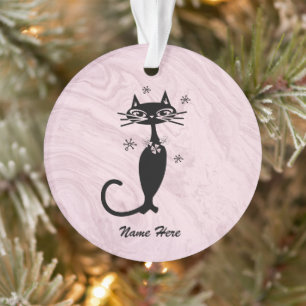 Ornamento personalizado del gato negro atómico ret