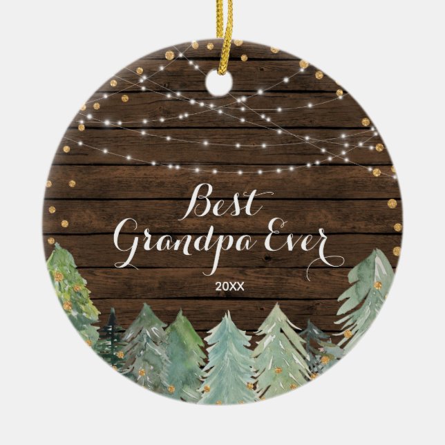 Ornamento personalizado del mejor abuelo de invier (Frente)