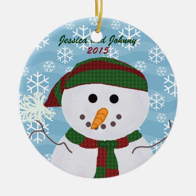 Ornamento personalizado del muñeco de nieve (Frente)