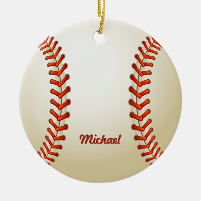 Ornamento personalizado del navidad del béisbol (Frente)
