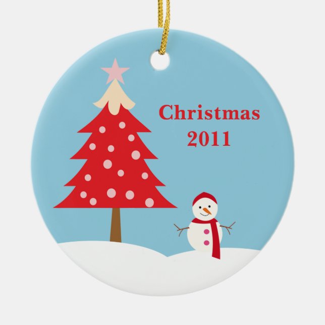Ornamento personalizado del navidad del muñeco de (Frente)