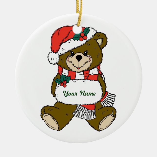Ornamento personalizado del navidad del oso de (Frente)
